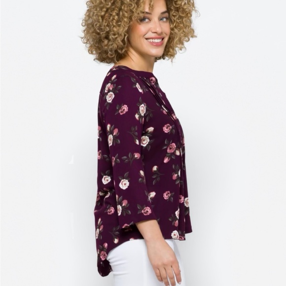 NWT Fun2Fun Kearney Henley Top Dark Purple - Picture 3 of 8